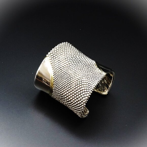 LAGOS Caviar Collection Sterling Silver Cuff 18K Gold Cuff Bracelet 199.9 Grams - Picture 3 of 13